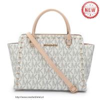 michael kors selma studded logo groot vanille bakken Tassen Uitverkoop da60y500